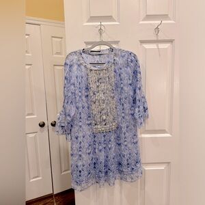 ELIE TAHARI Sheer Chiffon swim coverup / blouse